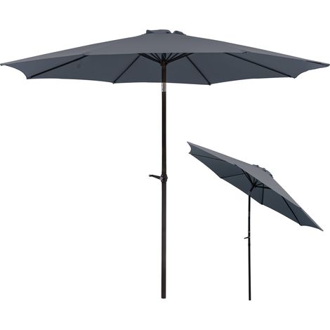 Neigbarer Garten-Sonnenschirm Ø 300 cm – Strand- und Balkon-Sonnenschirm – Metallstruktur – Höhe 245 cm – Dunkelgrau