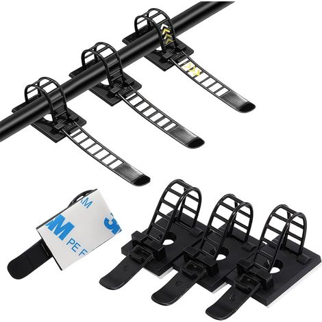 Confezione da 50 fascette autoadesive per cavi - fascette regolabili in nylon - clip autoadesive per cavi - organizer per cavi da scrivania - fascette riutilizzabili per cavi - AquaForge (1/5)