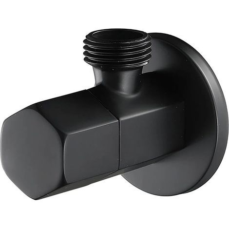 Noir Robinet D'arret WC Laiton Vanne D'arret de Robinet G1/2" Triangulaire Valve pour Douchette Douche Salle de Bain (1/5)