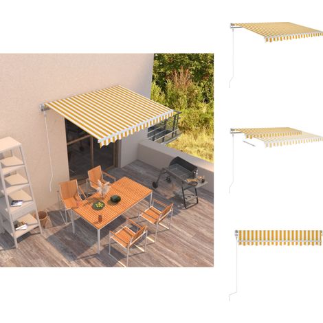 The Living Store Markise Automatisch Einziehbar 300x250 cm Gelb und Weiß - Einziehbare Markise (1/5)