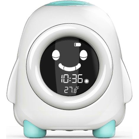 Réveil pour enfants avec veilleuse, musique et éclairage, outil d'apprentissage du réveil et du sommeil - 1 bleu (1/3)