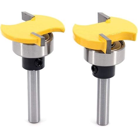 2Pcs 6mm Shank Embout de fraise à roulement supérieur, Fraise circulaire à rainurer, Fraise à bois.. (1/5)