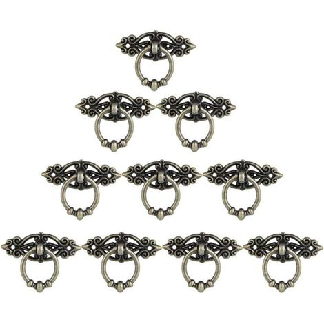 YMYNY Lot de 10 boutons de meubles, boutons de porte en laiton, boutons d'armoire vintage, boutons de meubles anciens pour tiroir, commode, meubles, placard, armoire