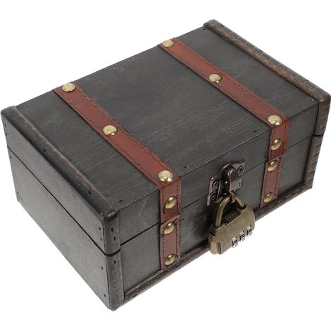 Coffre Vintage en Bois avec Serrure Métal, Petite Boîte à Bijoux pour Femme, Décoration Rétro Unique, Protège les Souvenirs, pour Escape Room et Objets Précieux (1/5)