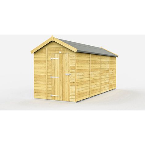 7 x 15 Feet Apex Shed - Single Door Without Windows - Wood - L454 x W214 x H217 cm