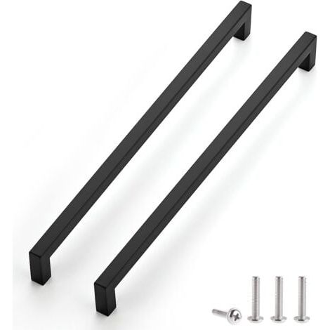 Aiperq – Set mit 2 schwarzen Möbelgriffen, 288 mm – Edelstahl – Korrosionsbeständig – Für Küchenschränke und Schubladen (1/4)