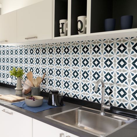 Sticker Mural Carrelage adhésif Cuisine Salle de Bain - 60 STICKERS CARRELAGES AZULEJOS FORTUNA - 60stickers10x10cm (1/5)