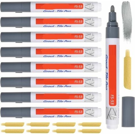 XEPHO Stylo Joint Carrelage Gris Clair 8 Pièces Grout Pen Salle De Bain émail Réparation Crayon à Joints Rechange Blanc Pour La Carreaux Et Cuisin