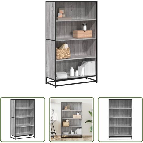 Rangement de livres -  Bibliothèque sonoma gris 80,5x35x139 cm bois d'ingénierie (1/5)
