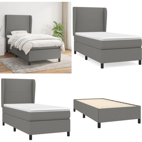 Boxspringbett mit Matratze Dunkelgrau 90x200 cm Stoff - Boxspringbett - Doppelbett - Bettenrahmen - Schlafsofa - Lattenrost - Home & Living (1/5)