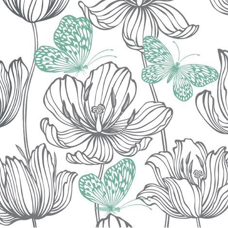 20 serviettes en papier 33 x 33 cm Fleurs et papillons (1/2)