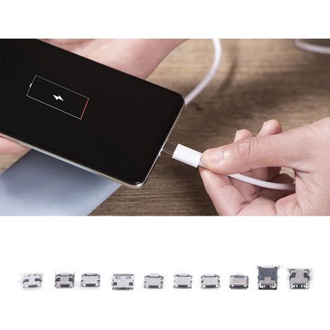 100 connecteurs femelles Micro Mini USB de différentes tailles pour téléphones Android, plus une boîte. (1/5)
