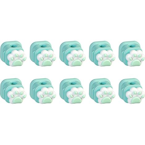 CCYKXA Green 10-pack of cat paw-shaped desktop cable organizers for secure fastening and organization of USB Type-C cables