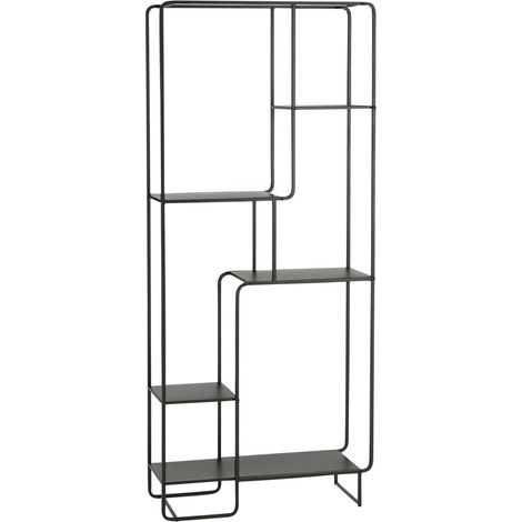 Étagère murale en fer noir meuble de rangement design avec 5 compartiments ouverts - PANGIVO (1/5)