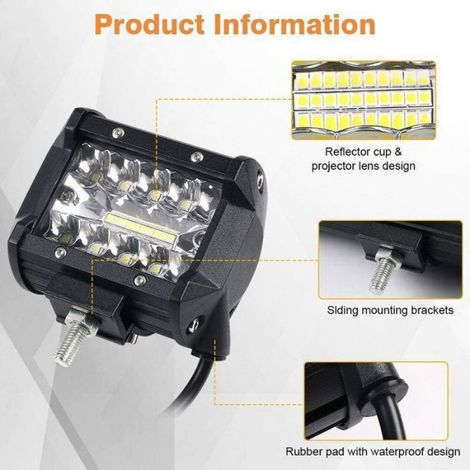Projecteur LED 60W 5000LM – Lumière blanche 6000K – Indice IP65 pour environnement difficile – Lot de 2 – Dissipation Femeo (1/5)