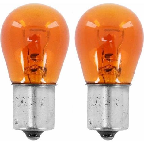 2x ampoule 12V 21W BAU15S orange ergots décalés voiture moto tracteur remorque (1/2)