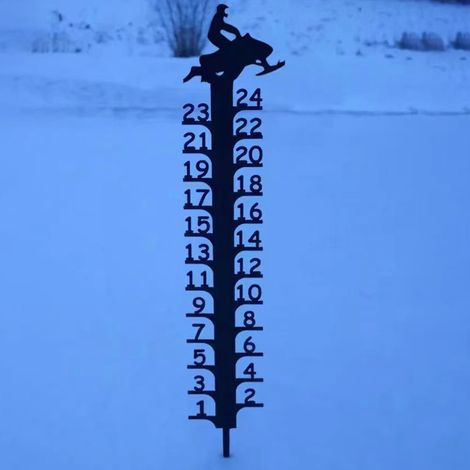 Jauge à Neige - 24 cm de Hauteur de Mesure - En Métal - Pour Jardin Extérieur ou Balcon - 1 Pièce (1/4)