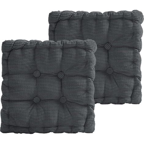 Chair Cushion 40 x 40 cm, Set of 2 Square Indoor Outdoor Chair Cushions for Dining Room, Living Room, Office, Universal Chair Cushion (Dark Grey) (1/5)