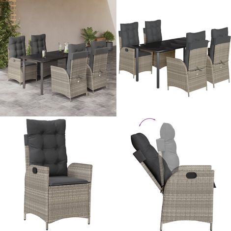 Ensemble à manger de jardin et coussins 5 pcs gris clair rotin - Chaise de jardin - Table de jardin (1/5)