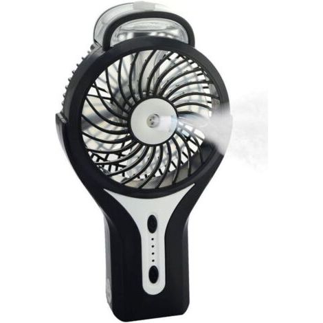 QORVA-Mini ventilateur brumisateur USB portable avec brumisation rafraîchissante personnelle - Batterie rechargeable - Ventilateur portable pour la maison, le bureau et les voyages - Noir