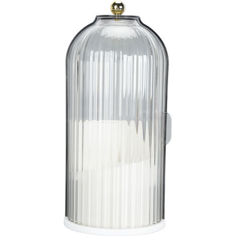 Organisateur pinceaux maquillage transparent rotatif 360° anti-poussière avec couvercle noir transparent, socle blanc, rangement cosmétiques pour coiffeuse bureau salle de bain (1/5)