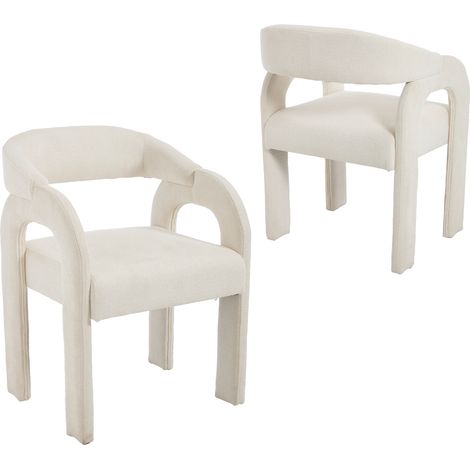 Wahson Set di 2 Sedie in Tessuto, Sedie da Pranzo con Schienale Curvo Poltrocina da Cucina Moderno per Sala da Pranzo/Soggiorno, Bianca