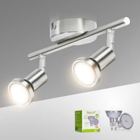 Plafonnier LED - Noname - 2 Spots Pivotants - Nickel Mat - 2800K - 12 Watts (1/4)