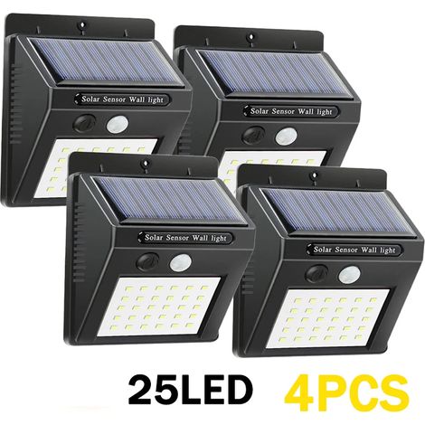 (4 lampes solaires LED sans fil avec détecteur de mouvement, étanches, pour extérieur, décoration de jardin, projecteurs muraux) (1/5)