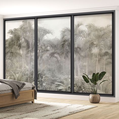 Papier peint panoramique Trompe l'oeil baie vitrée - Jungle - 130 cm x 78 cm (1/5)