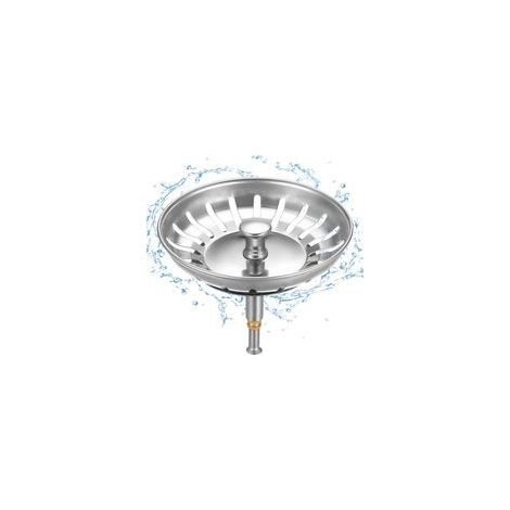Tapón para fregadero de cocina de 80 mm - Colador de fregadero de acero inoxidable con altura ajustable - Cesta de desagüe para fregadero con sistema excéntrico y de apertura automática - Crezuo