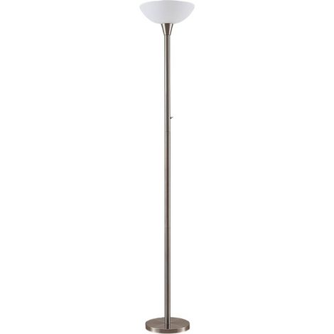 Lindby – Lampadaire LED Ignacia 180 cm – Métal nickel – Abat-jour en verre – Éclairage indirect E27 (1/5)
