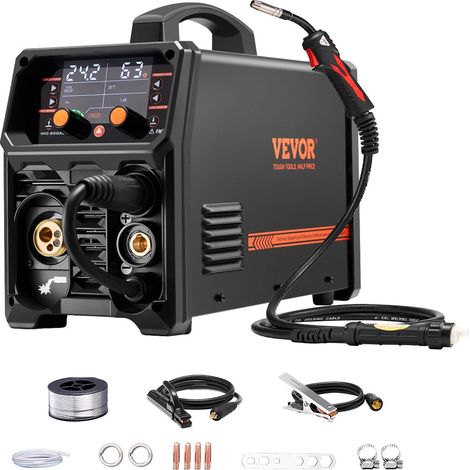 Poste à Souder MIG 200 A Soudeuse Portable MIG Pulsé MMA TIG Lift compatible avec Fils Fourrés, Solides à Gaz, Aluminium, 5 en 1, avec Onduleur IGBT, Écran LCD, Torche de TIG Lift Non Incluse (1/5)