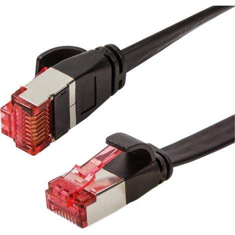 Cable de conexión LogiLink Professional SlimLine Cat.6A de 0,5 m, negro, plano: ahorra espacio, compatible con Gigabit Ethernet y PoE. (1/5)