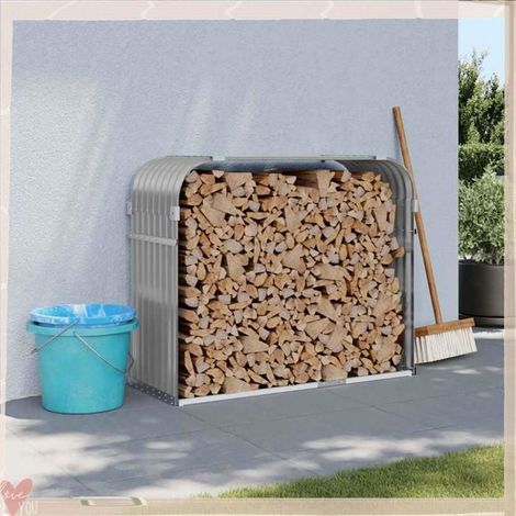364553 Porte-bches gris clair 120x45x100 cm acier galvanisé (1/5)
