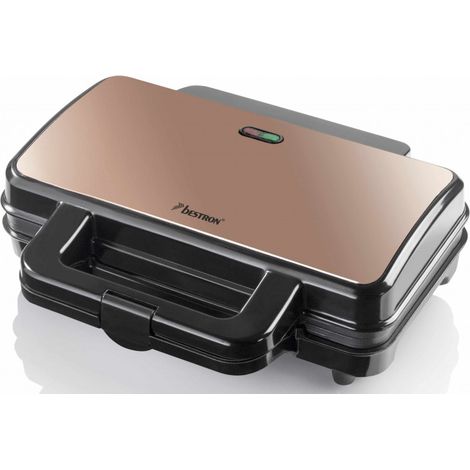elegante design in rame - Croque Monsieur XL - Per preparare 4 panini a forma di triangolo - 900W - ASM90XLCO - bestron (1/5)