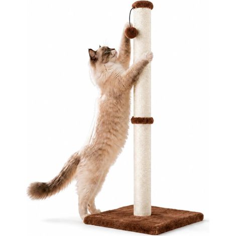 Dimaka Griffoir Ultime pour Chat de 86,4 cm de Haut avec Corde en sisal et recouvert de Peluche Douce et Lisse, griffure Verticale, Design Moderne et Stable de 86,4 cm de Hauteur (1/5)