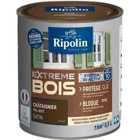 RIPOLIN Pintura para Madera Satinada de Alta Protección 10 años que Protege y Embellece tus Maderas - Castaño (1/3)