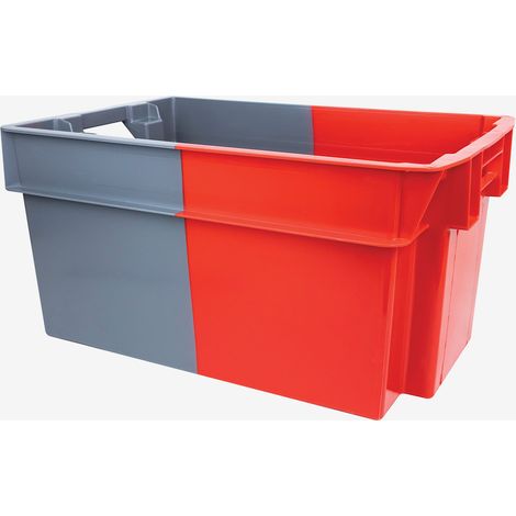 Bac Plein Empilable Bicolore – Gris / Rouge - Gilac (1/3)