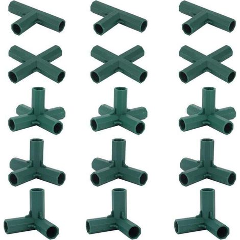 Lot de 15 Connecteurs De Cadre De Serre, Connecteurs d'angle pour Cadre De Jardin Tige d'hélice de 16 mm 4 Types de Support Stable Robuste pour Serre (1/4)