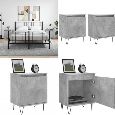 Nachttische 2 Stk. Betongrau 40x30x50 cm Holzwerkstoff - Beton Grau - Nachttisch - Wohnzimmer Dekoration - Holzwerkstoff - Schrank - Home & Living (1/5)
