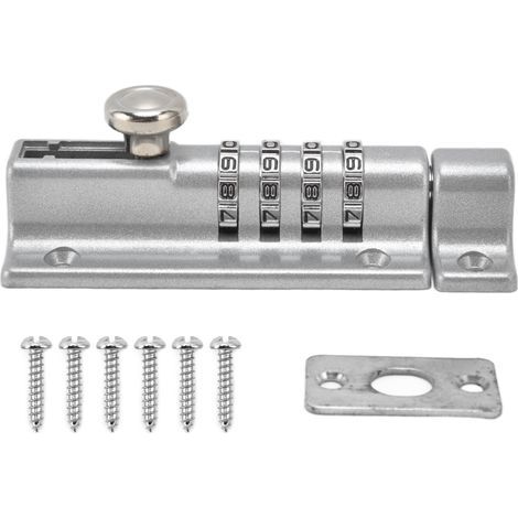 Boulon de verrouillage à combinaison, mot de passe sûr, revêtement antirouille Durable, serrure à 4 chiffres pour porte de piscine, clôture et ferme (1/5)