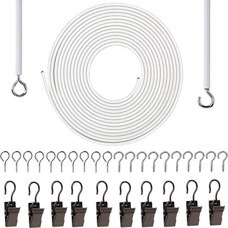 Corde élastique de 6 mètres, 10 œillets, 10 crochets en forme de point d'interrogation, 10 mousquetons en acier noir (1/5)