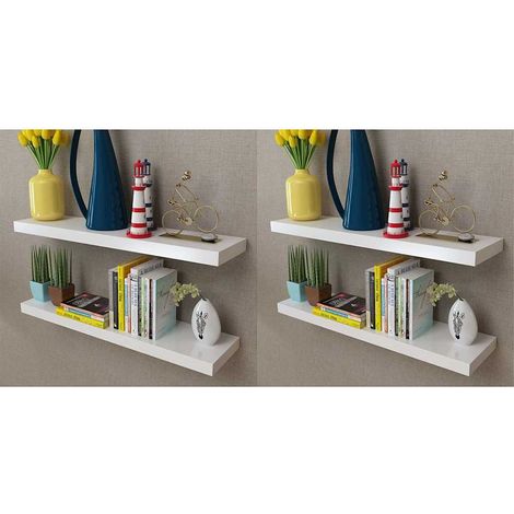 Lot de 4 Étagères murales Étagère de Rangement - Meuble de rangement Blanc 80 cm BV529252 - BonneVie (1/4)