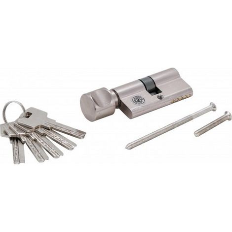 Bgs Technic – Cylindre de serrure de sécurité avec bouton 70 mm – 5 clés – Pour portes intérieures et extérieures – Protection renforcée contre le crochetage (1/2)