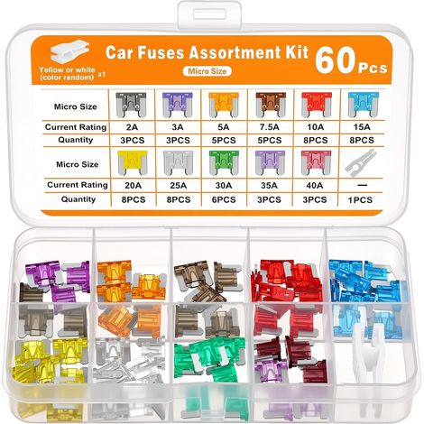 60Pcs Micro Fusible Voiture Set,Micro Fusibles Mécaniques de Voiture (1/5)
