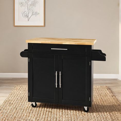 Buffet coloris noir en gummiholz MDF 109 x 40 x 89 cm (1/5)