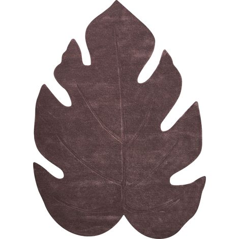 Tappeto in lana a forma di foglia tuftato a mano 160 x 230 cm marrone scuro Nainital