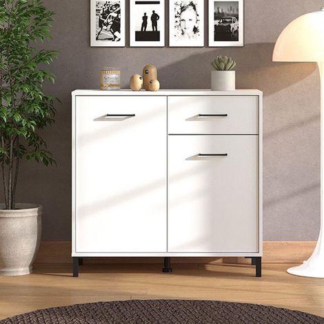 Aparador Laerruu, Alacena 2 Estantes, 1 Cajón, 2 Puertas, 93x40x90h cm Blanco (1/5)