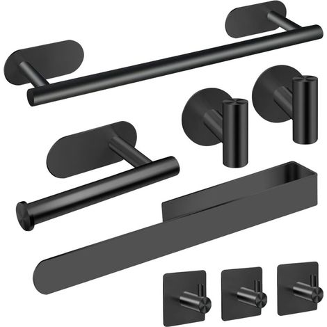 Portasciugamani da bagno, set da 8 pezzi, accessori da bagno in acciaio inox 304 ispessito di alta qualità, portasciugamani senza foratura
