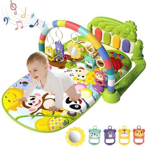 Tapis d'éveil Bébé musical, Piano de Fitness Amovibles Tapis de Jeu pour bébé, Jouets Cadeaux pour Nouveau-nés Tout-Petits(vert) (1/4)